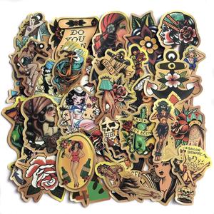 Vintage Retro Girl Sailor Stickers, 50pcs Traditional American Style Sticker Decal Pack for Water Bottles, Laptops, Skateboards Motorcycle with Vinyl Waterproof PVC