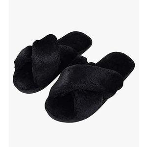 Womens Faux Fur Slippers Warm Fussy Flip Flop House Slippers Open Toe Home Slippers for Girls Men,38-39