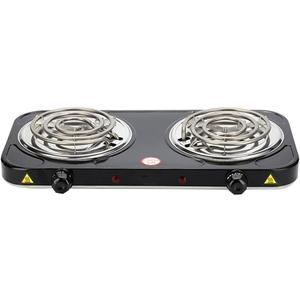 Compact and Portable Countertop Burner- Countertop Double Coiled Burner 2000 Watts Electric Hot Plate Temperature Controls Black