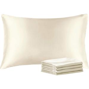 BEDELITE Satin Pillowcase with Zipper 4 Pack, Beige Pillow Cases Queen Size, Super Soft and Cooling Similar to Silk Pillow Cases, Gift for Women Men(20x30 Inches)