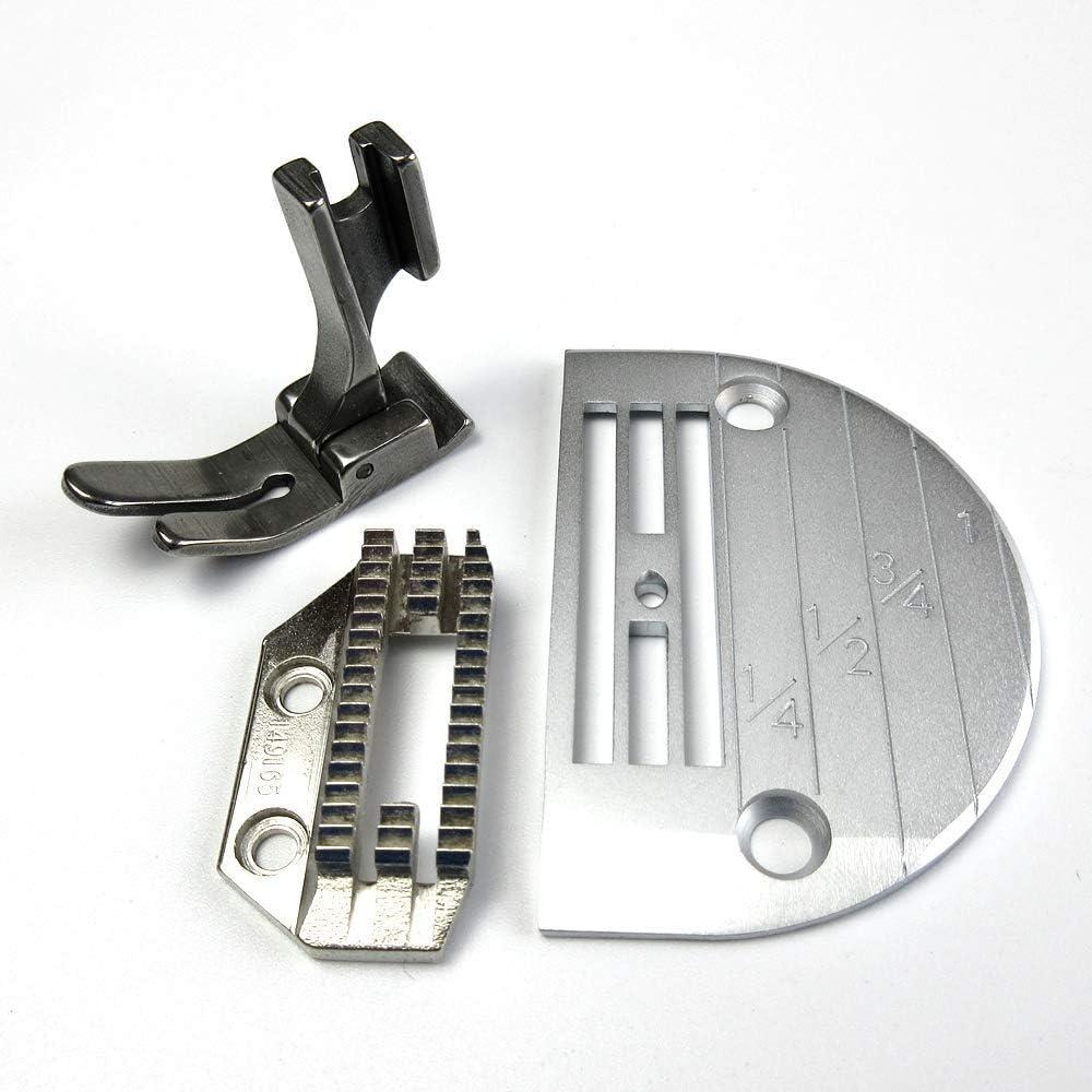 Heavy Duty Needle Plate, Feed Dog, Presser Foot Set for juki ddl-8700 Singer consew Chrome