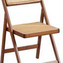 Furlide Rattan Folding Chair, Modern Mid Century Dining Chairs Set of 1, Comfy Outdoor Bamboo Chairs for Bedroom Living Room Reading Room Dining Kitchen, Walnut, 19.7 inches x 20.5 inches x 31.9 inches
