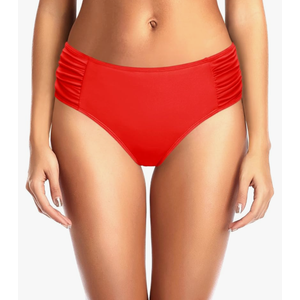 Tempt Me Women Bikini Bottoms Mid Waist Bathing Suit Swimsuit Ruched Swim Bottom XL