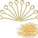 2 x MECCANIXITY 200Pcs Gold Iron Eye Pins 16mm 21 Gauge/0.7mm Eye Pins for Jewelry Making Findings DIY Craft Necklaces Bracelets Earrings Head Pins