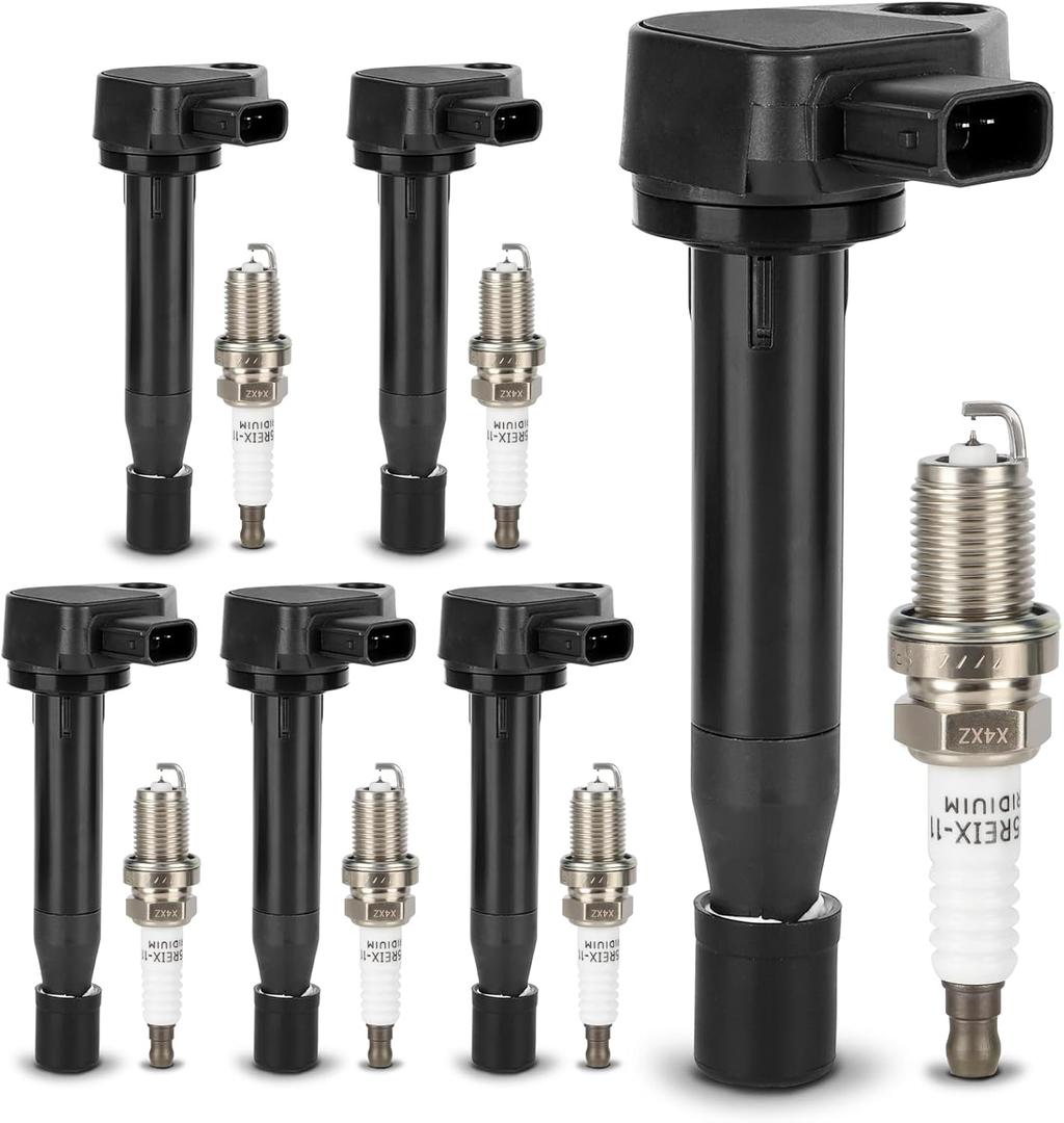 6 x UF242 Ignition Coil & 4503 Double Iridium Spark Plug For Honda 1999-2010 Odyssey,2000-2003 Accord/Acura 1999-2008 TL, 2005-2008 RL,2001-2003 CL 3.2L 3.5L V6 Replaces# 30520-P8E-A01