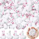 60 Pcs Easter Mini Resin Ducks Miniature Ducks Figurines Tiny Resin Animals Cute Small Figurines White Bunny Decoration for Landscape Potted Plant Easter Garden Home