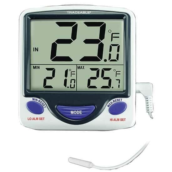 Traceable Jumbo Fridge/Freezer Digital Thermometer with Calibration; 1 Wire Probe