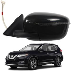 Marretoo for Nissan Rogue S, SL, SV, SV HybridLeft Driver Side View Mirror Assembly replacement for 2016-2019 ROGUE Accessories 7pins POWER+LAMP+HEAT 963029TB1C-PFM NI1320287 (NOT FOR Sport)