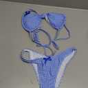Milumia Women's Y2k Gingham Print Bikini Swimsuit 2 Piece Bow Decor Bathing Suits Blue and White, Size: S