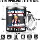 Funny Gifts for Brother from Sister Adult-Birthday Best Gift For Big, Little Brother-Present Idea for Birthday,Father's Day,mother's Day (14 oz, Insulated Coffee mug) (Black)