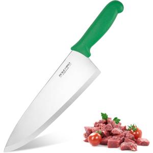10 inch Japanese High Carbon Stainless Steel Chef Knife, Professional Sharp Wide Cook Knife with Non-slip Ergonomic Handle, for Kitchen Home Restaurant (Green)