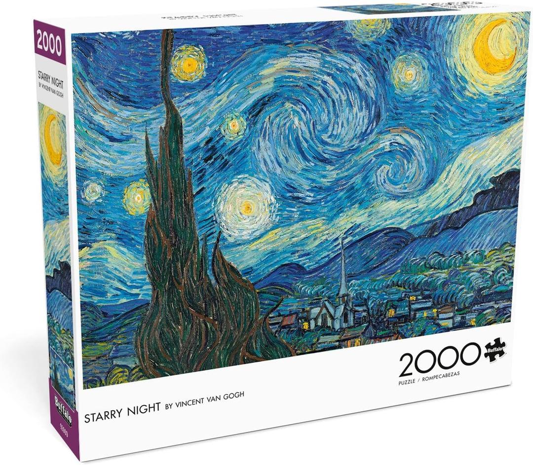Buffalo Games - Vincent Van Gogh - Starry Night by Vincent Van Gogh - 2000 Piece Jigsaw Puzzle for Adults -Challenging Puzzle Perfect for Game Nights - Finished Size is 38.50 x 26.50