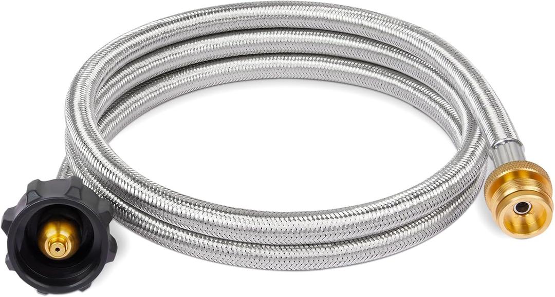 SHINESTAR Propane Hose Adapter & 5 FT Braided Hose for Coleman Stoves, Blackstone 17" 22" Tabletop Griddle, Char-Broil Portable Grills, Weber Q Grills, Buddy Heaters - Converts 1 lb to 20 lb Cylinders