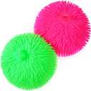 2 Pcs Puffer Ball 8 Inch Spiky Sensory Balls Bulk Bouncy Sensory Stress Relief Toy for Fun Fidget Anxiety Game Classroom Prizes Party Favors (Rose Red, Green)