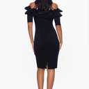 Xscape Women's Short Scuba Crepe Dress with Ruffle Top Detail (Reg and Petite) Size 16 (Black)