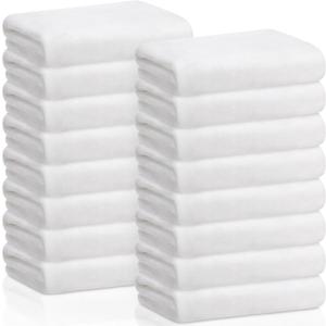 SmoothNovelty 16 Pack Microfiber Bath Towels Bulk 27'' x 60'' Oversized Beach Towel Highly Absorbent Extra Large Soft Drying for Shower Pool Salon Sauna Bathroom Gym Party (Simple,White), Simple Pattern
