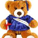 Foilswirl Graduation Bear 2025 with Gown Cap Tassel Graduation Stuffed Animal Plush Bear Toy for Class of 2025 Prek Preschool Kindergarten High School College Graduate Gift (14,Royal Blue)