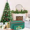 MODFUNS Christmas Ornament Storage Box Christmas Ornament Organizer Storage Box with Adjustable Dividers Fits 72 of 3 Inch Ornaments 600D Oxford Fabric Holiday Ornament Storage Container (Green)