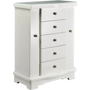 Ylu Yni Jewelry Box, Wooden Large Organizer with Mirror, 5 Layers 4 Drawers for Rings, Earrings, Necklaces, Gifts for Women, White