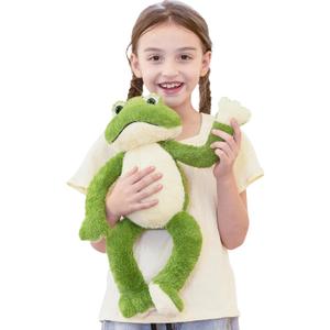 Muiteiur 17.7 Inch Plush Frog Stuffed Animal, Cute Frog Soft Toy with White Belly, Stuffed Frog Plush Toy Gift for Kids Girlfriend