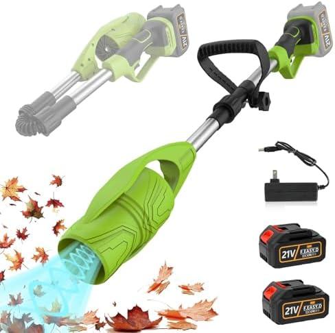 Leaf Blower Cordless, 24V Powerful Electric Leaf Blower with 2 Batteries and Charger, Variable Speed Up to 150MPH, Foldable Design for Lawn Care, Patio, Yard, Sidewalk Cleaning, Snow Blowing