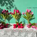 Artificial Fake Flowers for Spring Summer Outdoor Decoration,6 Bundles Realistic UV Resistant Silk Fabric Colorful Tulip Faux Plants for Outside Planter Home Porch Patio Decor(Pink Purple)