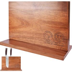 XYJ Magnetic Knife Block Holder Rack Acacia Wood Magnetic Stands with Strong Enhanced Magnets Multifunctional Knife Holder Kitchen Storage Organizer Tool Accessories