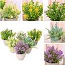 LUEUR Set of 6 Potted Artificial Flowers Arrangement, Fake Flowers with Vases Faux Flowers in Pot for Centerpiece Table Decorations Spring Decor for Home Office Desktop