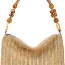 Straw Beach Bag for Women Shoulder Bag Straw Purse, Women Summer Handbag (Beige)