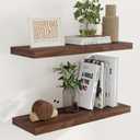 Fun Memories 32" W x 9.3" D Floating Shelves, Rustic Wood Deep Shelves for Bedroom, Kitchen, Living Room, Long Floating Shelf for Wall, Storage Display Wall Shelf for Books Decor, Walnut