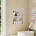 14x18 Medicine Cabinet Recessed, Medicine Cabinet Without Mirror, 304 Stainless Steel Medicine Wall Niche with Double Shelves, Matte White
