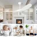 heimo 60 Inch White Ceiling Fan No LightIndoor Outdoor 3 Blade Wood Ceiling Fans Without Lights for Patios Bedroom Living Room Farmhouse Big Outside Fan for Flat Sloped Angled Ceiling
