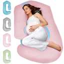 PILLANI Pregnancy Pillows for Sleeping - V C U Shaped 57inch Full Body Pillow with Removable Washable Cover, Cooling Maternity Pillow for Pregnant Women, Support for Back Belly Legs Hip (Jersey Pink)
