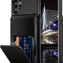 Vofolen for Galaxy S22 Ultra Case Wallet Credit Card Holder 4-Card Slot Hidden Back Pocket Dual Layer Hybrid Rugged Rubber Bumper Protective Hard Shell Cover for Samsung Galaxy S22 Ultra Black