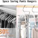 Pants Hangers Space Saving 5 Tier - 4 Pack Closet Organizers and Storage Closet Organizer,Anti-Slip Design,Closet Organizers and Storage for Pants Jeans Skirts Scarf Legging