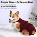 QBLEEV Female Dog Diapers with Adjustable Suspenders Washable Sanitary Panties for Dogs in Heat or Incontinence, Escape-Proof Reusable Pet Period Underwear Onesie, Black, XL