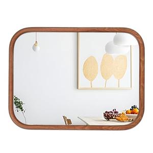 LVMU Elegant Wall Mirror Framed Farmhouse 18X24/20X30 Inch Mirrors Rounded Rectangle Woodgrain Natural Walnut/Oak Rustic Framed Vanity Mirror Bathroom Horizontally or Vertically (Walnut, 24"L x 18"W)