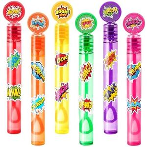 Hero Party Favors for Kids – 24PCS POW BAM ZAP Mini Bubble Wands, Great for Birthday Supplies, Piñata Fillers, Goodie Bags & Classroom Rewards