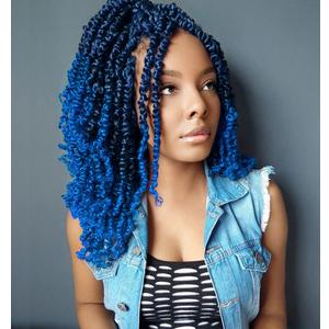 Umylar Pre-twisted Passion Twist Crochet Hair 14 Inch 8 Packs Pre-looped Passion Twists Crochet Hair Short Passion Twist Bohemian Braids Synthetic Hair Extension (14 Inch (Pack of 8), 1B/Blue#)