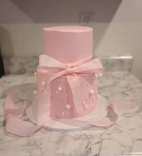 Two Tier Baby Shower Cake with Strawberry Flavors
