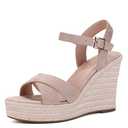 VICKI·VICKI Women's Summer Heels Wedges Sandals Platform Sandals Wedge Espadrilles Dressy Shoes Apricot Beige Size 9