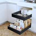 Pull Out Cabinet Organizer 21" Deep Adhesive Slide Out Cabinet Drawer Peel Stick Pull Out Shelf Drawer for Kitchen Pantry Bathroom Solid Panel Black 1 Pack 13.8" Wide