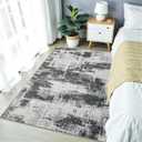 Modern Abstract 3x5 Rug for Entryway, Non Slip Machine Washable Area Rug, Soft Low Pile Ultra Thin Distressed Doormat for Indoor Entry, Kitchen, Dorm, Living Room, Bedroom, Grey