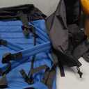 Vomgomfom 86L Collapsible Wheeled Luggage With Removable Backpack Straps,Waterproof Rolling Duffle Bag with Quilted Base,No Telescope Handle,Blue