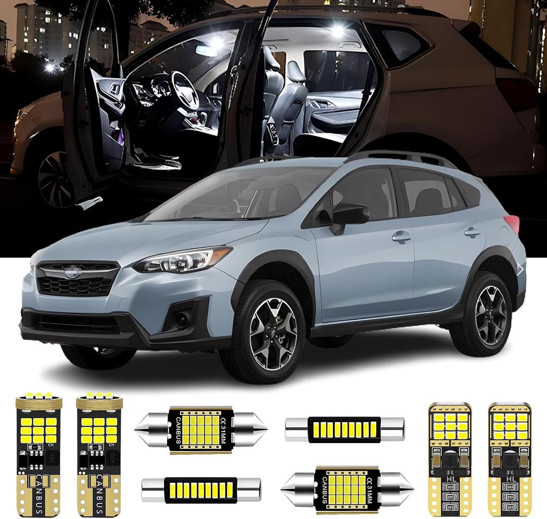 8 Pieces LED Interior Lights Kit Replacement for Subaru XV Crosstrek 2013 2014 2015 Crosstrek 2016 2017 2018 2019 2020 2021 2022 White Interior LED Bulb Package + License Plate Light, Install Tool