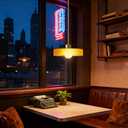 Pendant Lights Kitchen Island: Mid-Century Modern Hanging Light Fixture - Glass Pendant Lamp for Entryway Dining Room Over Table Bedside (Orange, 35cm/13.78inch)