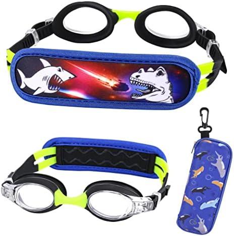Kids Swim Goggles Age 2-6, Toddler Goggles No Hair Pull,Child Goggles Padded HeadBand (1pk Kids - Black Shark)