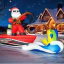 12FT Long Christmas Inflatables Santa Sea Fishing on Giant Boat, Christmas Decoration Outdoor Huge Blow Up Yard Decorations Large Blowups with LED Lights for Xmas New Year Holiday Party