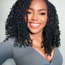 Yanky Twist Crochet Hair Pre Looped & Twisted 8 Inch Spring Mini Passion Twist Hair Extensions for Women Black 7 Packs Synthetic Hair with Curly Ends, 1B