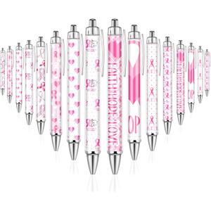 Demonwer 24 Pcs Breast Cancer Awareness Pens Bulk Pink Ribbon Black Ink Ballpoint Breast Cancer Awareness Party Favors for Women Nurse Public Events Gift Office Supplies